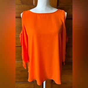 Bold Elements Women's Orange Cold Shoulder Blouse